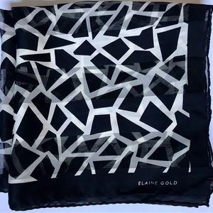 ELAINE GOLD Vintage 90s Giraffe Print Bold Geometric Silk Scarf Shawl Wrap